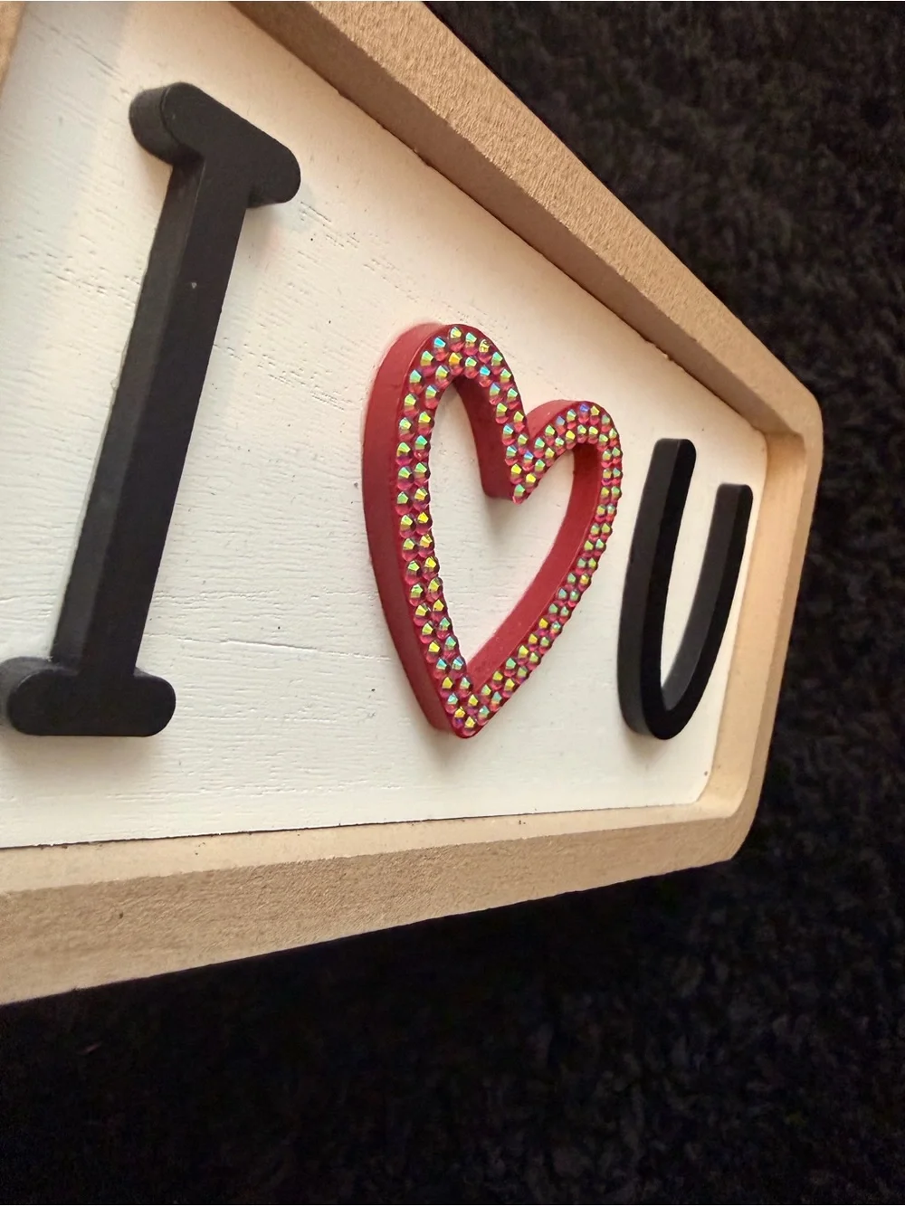 I ♥ U Decorative Wood Sign - Rhinestone Heart